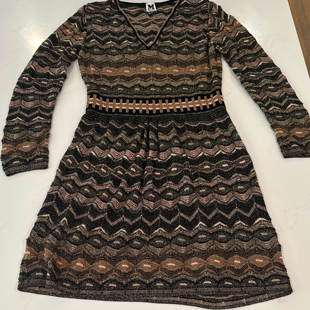 M by Missoni Multicolor Zigzag Knit Dress